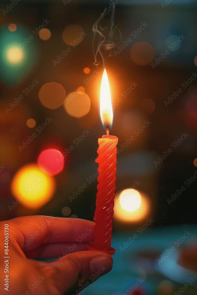 Poster a person holds a lit candle in their hand, perfect for use in scenes of introspection or contemplati