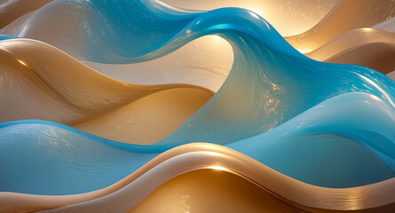 Abstract blue and gold waves