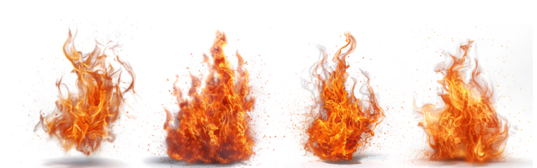 Fire flames in various shapes and sizes.