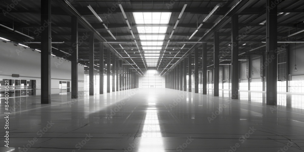 Poster black and white photograph of an empty building facade with no signs of life or activity