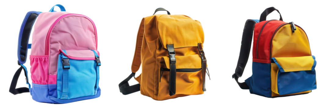 Set of School Backpack isolated on transparent background - Powered by Adobe