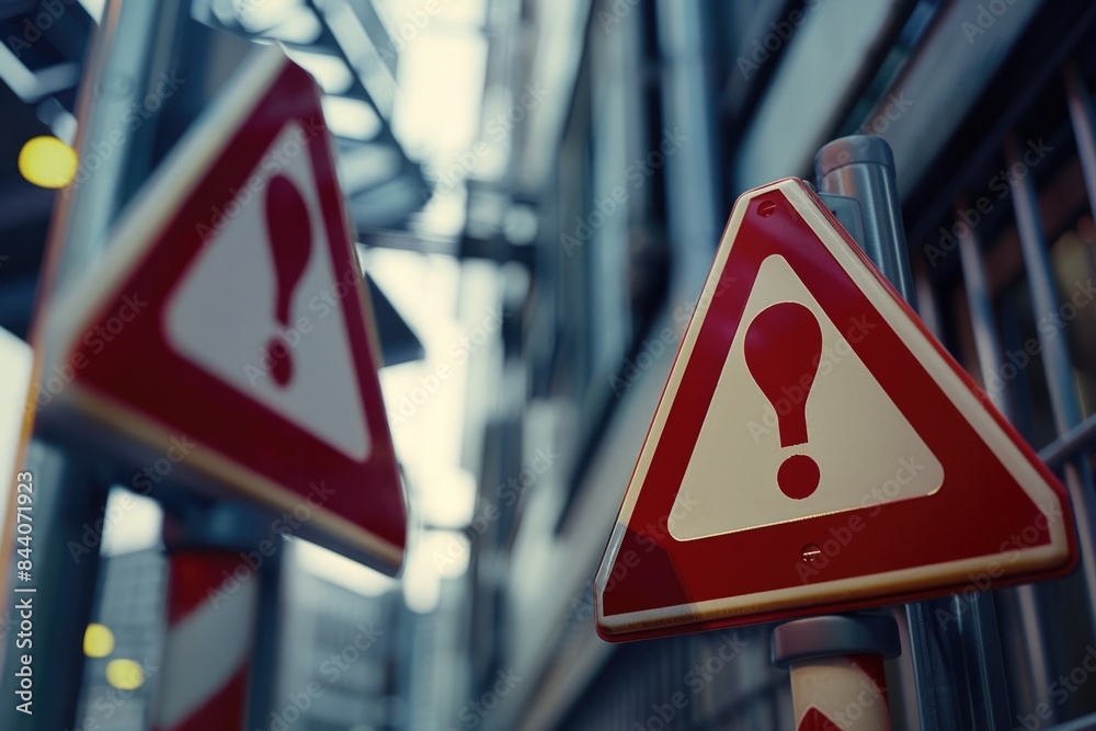 Aufkleber A triangular sign featuring a red and white design with a question mark, often used to indicate inquiry or uncertainty