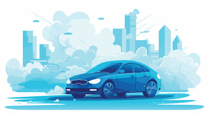 car air pollution. Vector illustration 2d flat cart