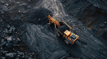 Obraz premium Top view construction site with truck