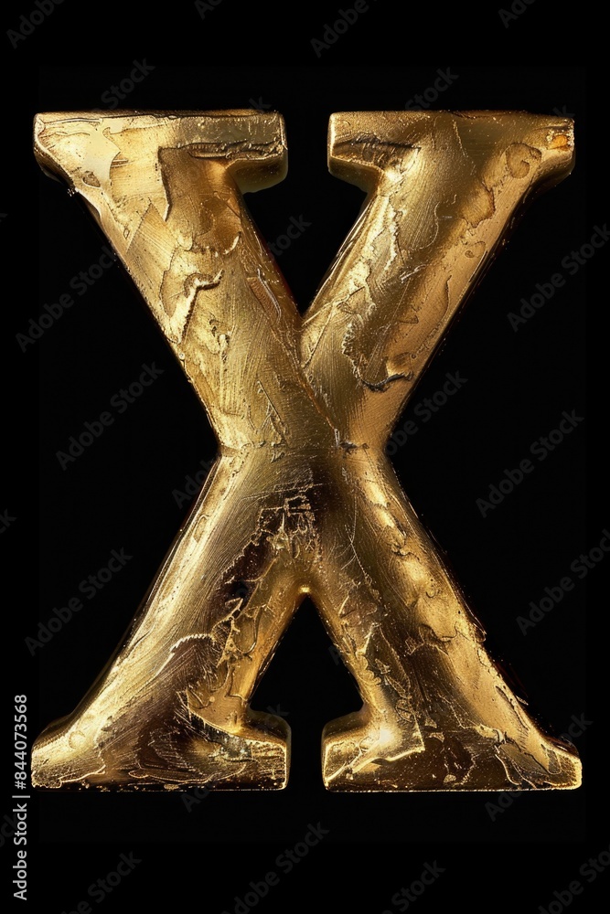 Aufkleber a simple yet elegant design featuring a gold letter x on a black background, ideal for use in brandi