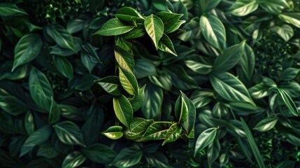 A close-up shot of a green plant's leaves, showcasing their texture and detail