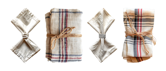 Four napkins in various styles and arrangements.