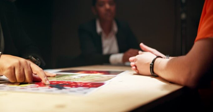 Investigation, evidence and prisoner with police in jail for statement of fraud, crime or scam. Questions, interrogation and team of private detectives talking to man thief for legal justice system.