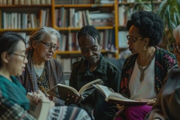 diverse group of people in a book club discussion