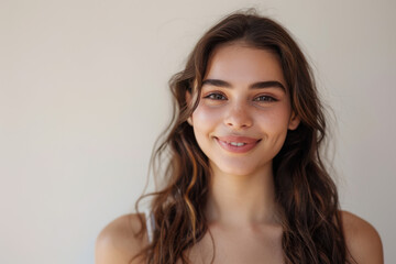 A close up portrait of a young woman with a subtle smile