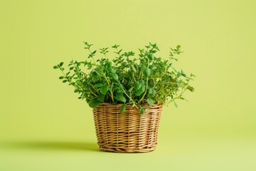 Naklejka premium Fresh Herbs in a Wicker Basket