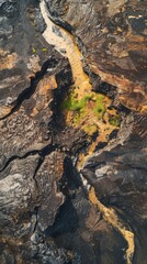 Aerial Drone View of Dramatic Lava Rock Formations