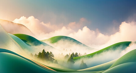 Obraz premium Misty Green Hills