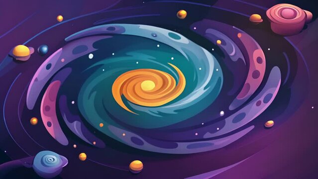 A nebulalike galaxy swirling with zettabytes of information in place of stars.. 2d flat cartoon