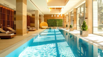 Modern indoor pool in a luxury hotel resort