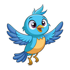 Hand drawn bird cartoon illustration Isolated on white background