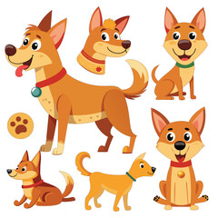Vector set of different dog breeds