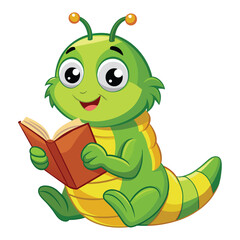 A cute caterpillar bookworm worm cute cartoon character education mascot wearing graduation hat and 