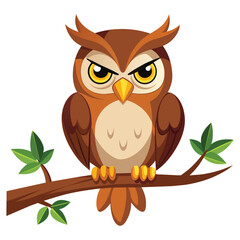 Owl sitting on a branch Vector Image