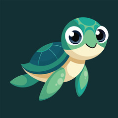 Cute little turtle looking curious in cartoon style