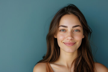 Fototapeta premium A close up portrait of a young woman with a subtle smile