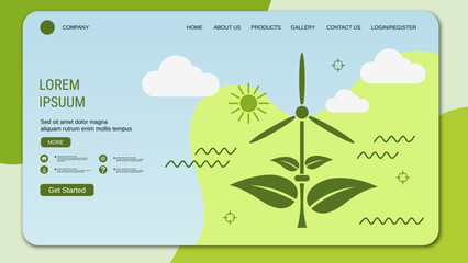 Modern trendy landing page vector design template. Green energy concept