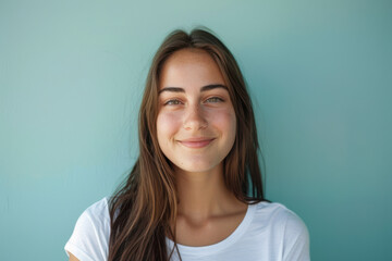 Fototapeta premium A close up portrait of a young woman with a subtle smile