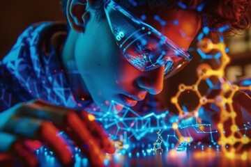 Student Studying Molecular Structure With AR