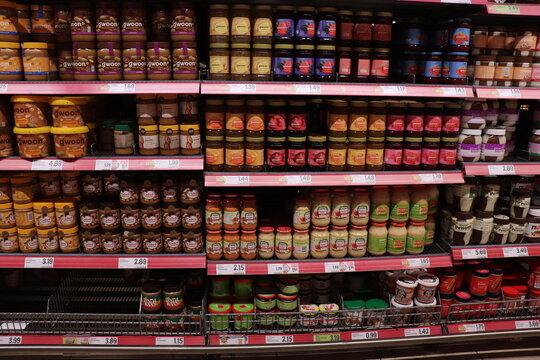Haarlem, the Netherlands - May 26th, 2024:  bread spreads in a supermarket