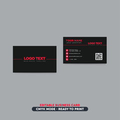 Modern Vector Creative and Clean Business Card Template , Double-sided Business Card design. Red and black  background. Flat Design Vector Illustration.