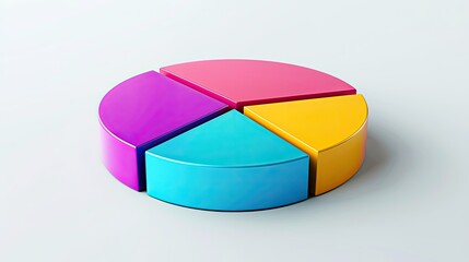 Obraz premium Beautiful pie chart with bright segments, showing various quantities, on a white surface.