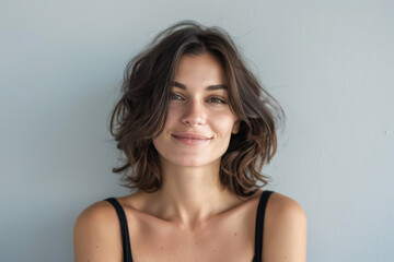 A close up portrait of a young woman with a subtle smile