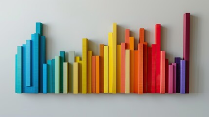 Colorful bar chart with distinct sections and labels, displayed on a light gray surface.