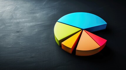 Creative pie chart with vibrant colors and detailed segments, set against a black background.