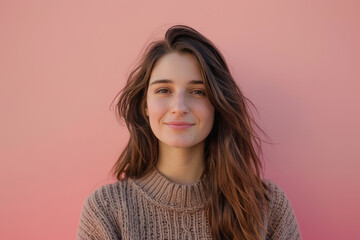 Fototapeta premium A close up portrait of a young woman with a subtle smile