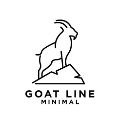 Goat black line logo icon design illustration