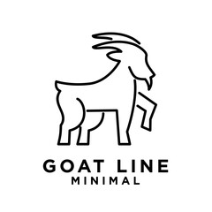 Goat black line logo icon design illustration