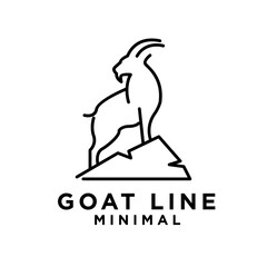 Goat black line logo icon design illustration