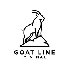 Goat black line logo icon design illustration