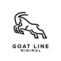 Goat black line logo icon design illustration