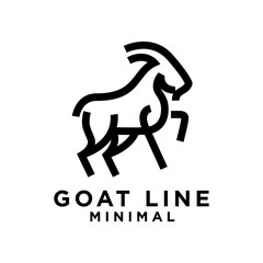 Goat black line logo icon design illustration