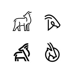 Goat black line logo icon design illustration