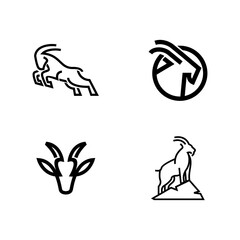 Goat black line logo icon design illustration