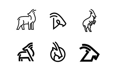 Goat black line logo icon design illustration