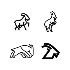 Goat black line logo icon design illustration