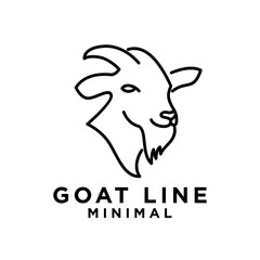 Goat black line logo icon design illustration