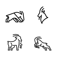 Goat black line logo icon design illustration