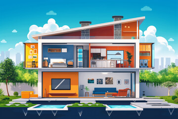 Fototapeta premium Digital Innovation in Architectural Home Design