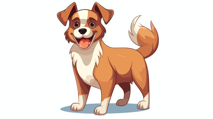 Funny cartoon dog standing vector flat style illust