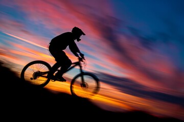 Mountain Biking Silhouette at Sunset
